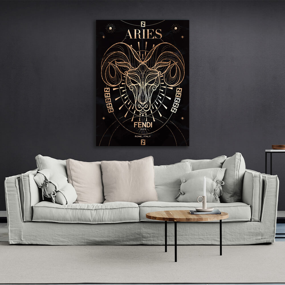 With the zodiac sign Aries Canvas Wall Art Print