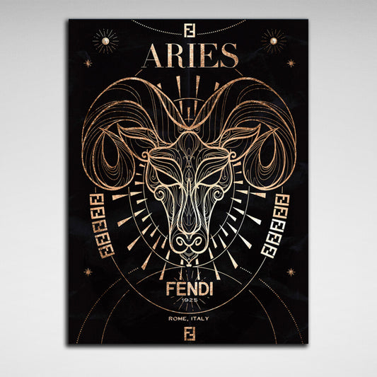 With the zodiac sign Aries Canvas Wall Art Print