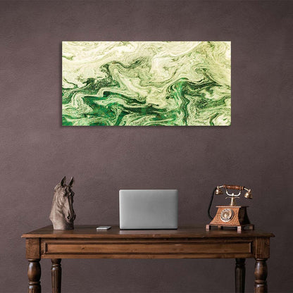 Abstraction Canvas Wall Art Print Divorces of white-green paint on water