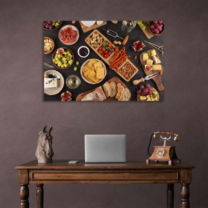 Canvas Wall Art Print For Kitchen Party Snacks