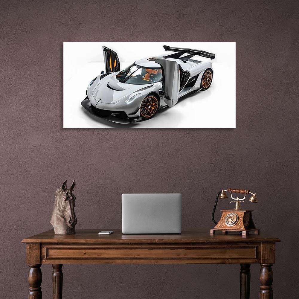 Canvas Wall Art Print Car Koenigsegg Jesko Attack white