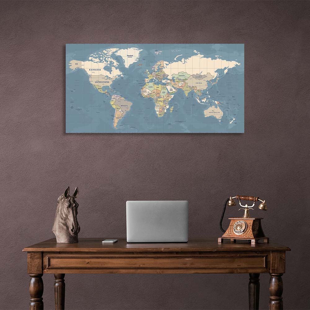 Canvas Wall Art Print Map of the New World