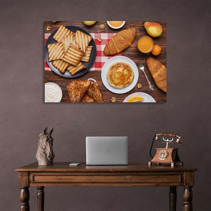 Canvas Wall Art Print For Kitchen Flakes with cookies and pancakes