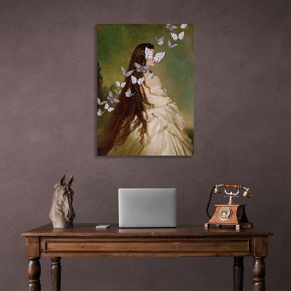 Canvas Wall Art Print Elisabeth of Bavaria with butterflies