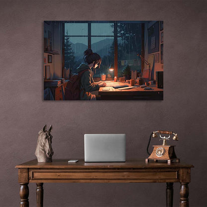 Canvas Wall Art Print Lofi Girl at the table