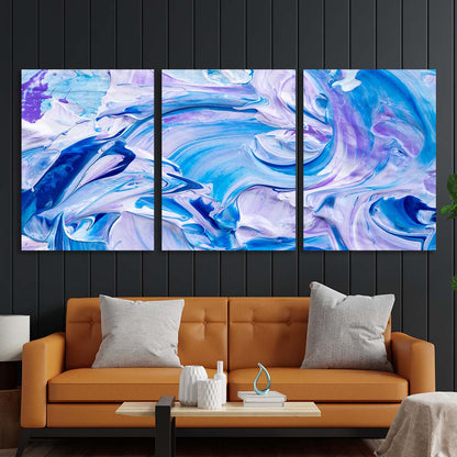 Multi Panel Canvas Wall Art Print Blue-purple paint splashes