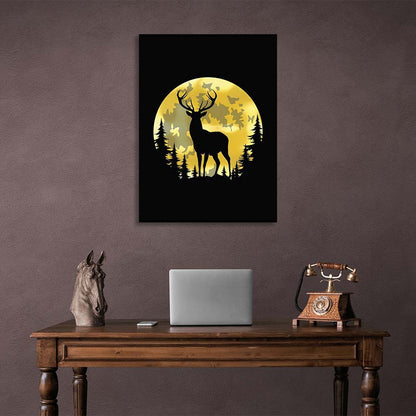 Canvas Wall Art Print Stag on the background of the golden moon 2