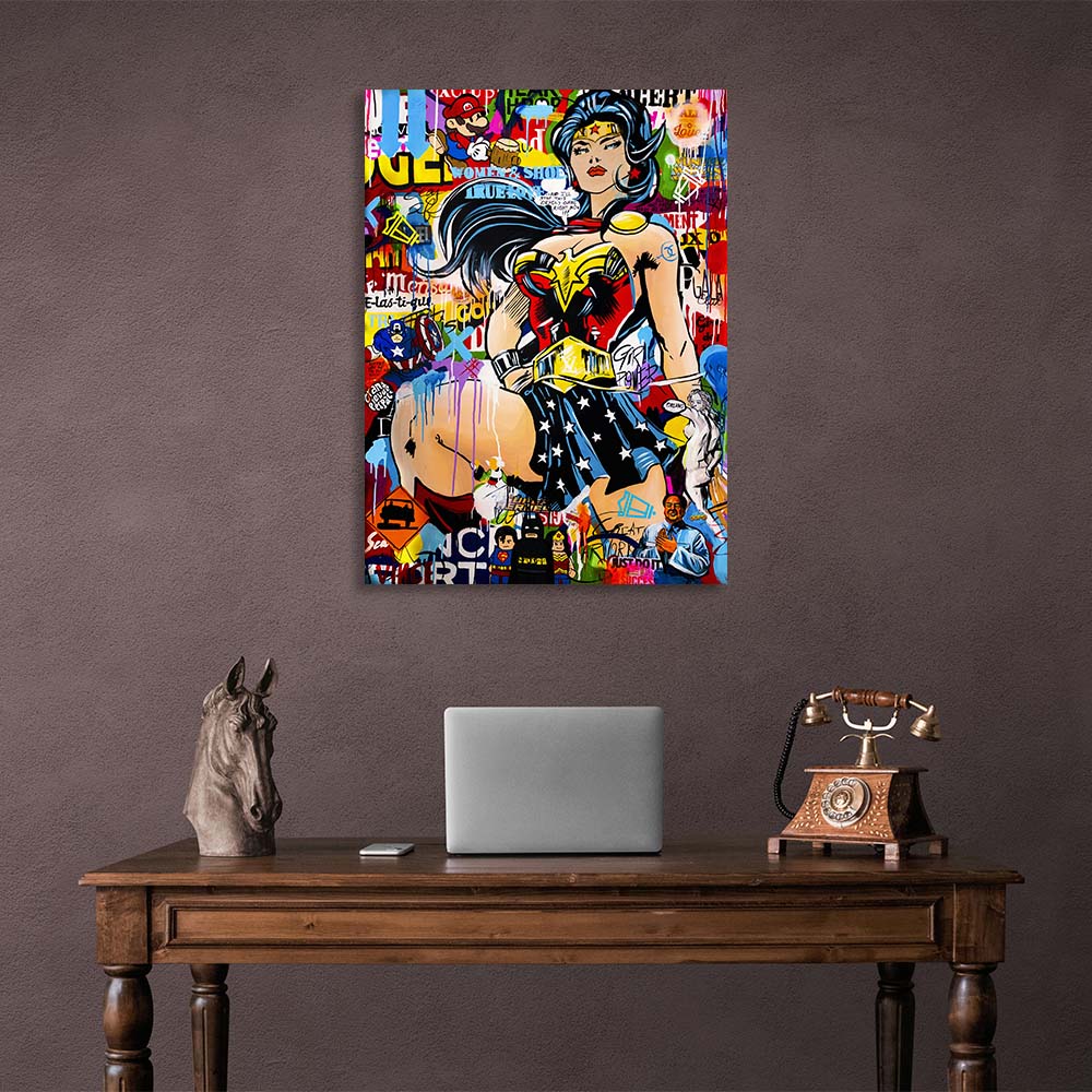 Pop Art Wonder Woman Canvas Wall Art Print