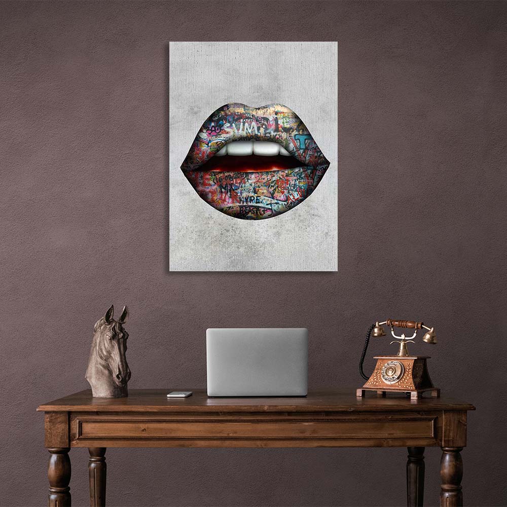 Canvas Wall Art Print Lips Graffiti