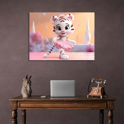 Canvas Wall Art Print Tiger in a pink skirt