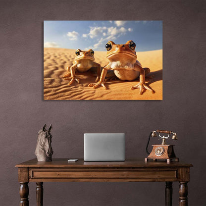 Canvas Wall Art Print Two frogs on the sand