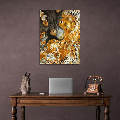 Abstraction Canvas Wall Art Print Divorces of gold paint on water