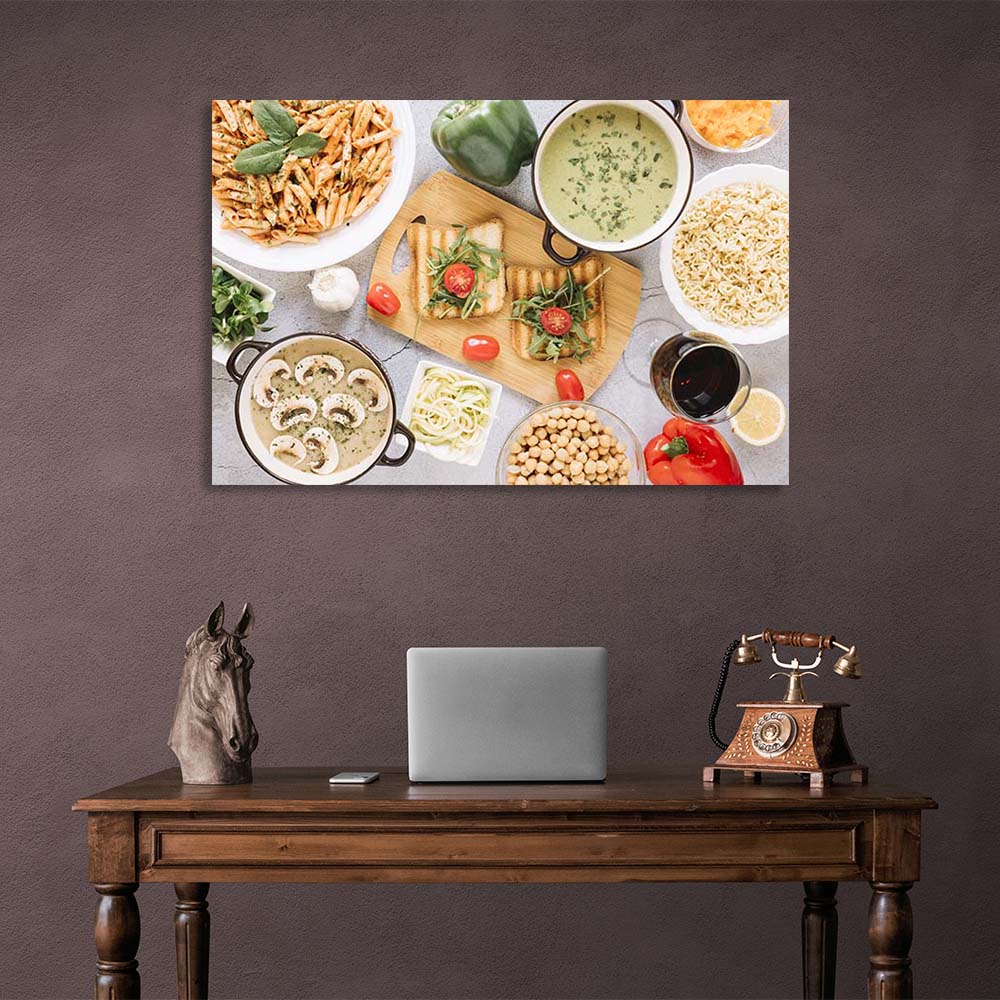 Canvas Wall Art Print For Kitchen Arugula Toast and Lunch