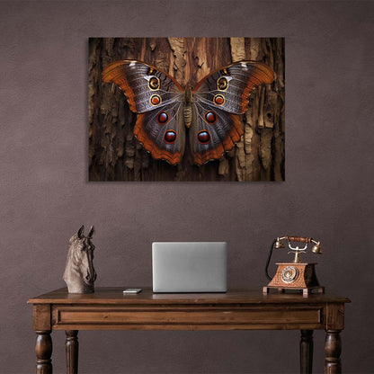 A butterfly on a tree Canvas Wall Art Print