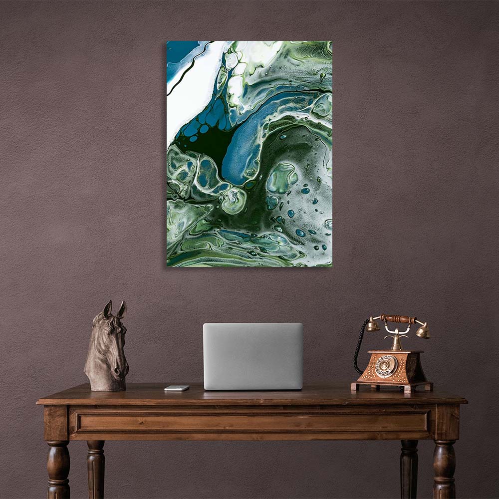 Abstraction Canvas Wall Art Print Divorces of blue-green paint on water