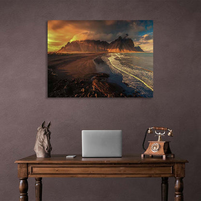 Canvas Wall Art Print Beach at the foot of the volcano