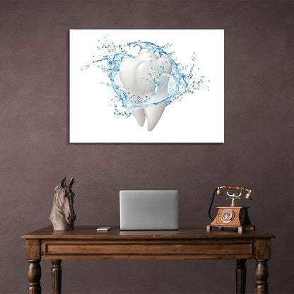 Canvas Wall Art Print Tooth in a splash of water