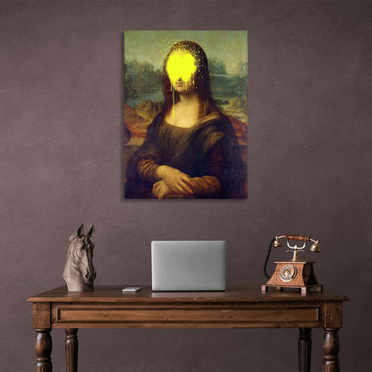 Canvas Wall Art Print Mona Lisa with yellow paint on her face