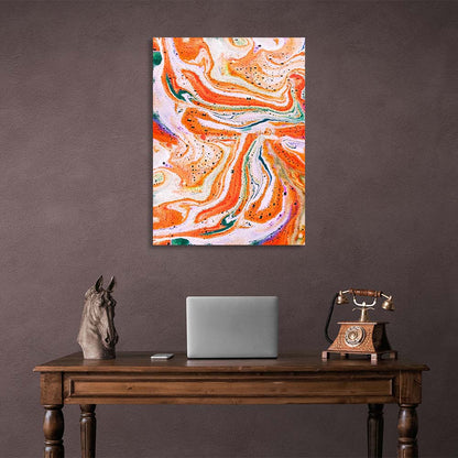 Abstraction Canvas Wall Art Print White-orange acrylic paint splashes