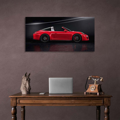 Canvas Wall Art Print Car red Porsche 911 Targa 4 GTS