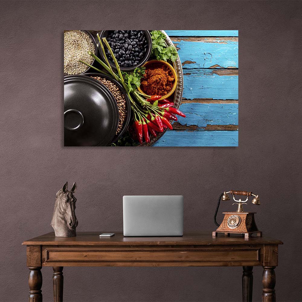 Canvas Wall Art Print For Kitchen Cereals with curry