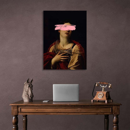 Canvas Wall Art Print St. Margaret with pink paint on her face