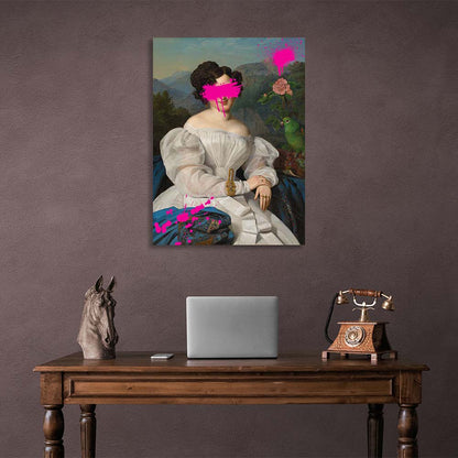 Canvas Wall Art Print Portrait of Vorontsova with pink paint on her face