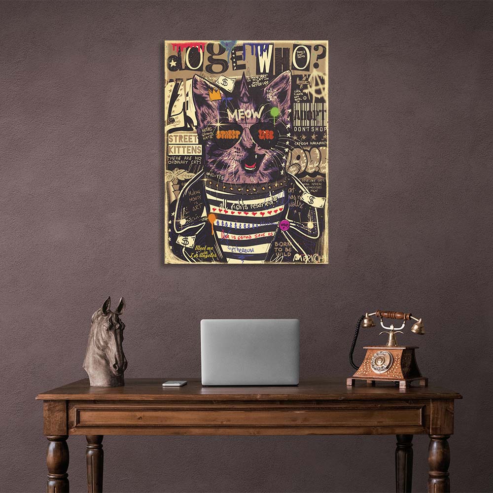 Pop Art A cat in a calfskin Canvas Wall Art Print