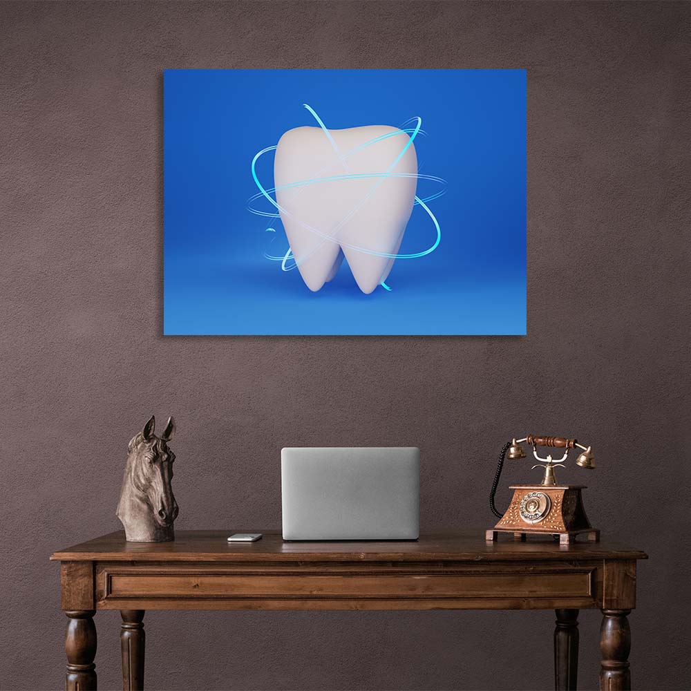 For dentistry tooth on a light blue background Canvas Wall Art Print