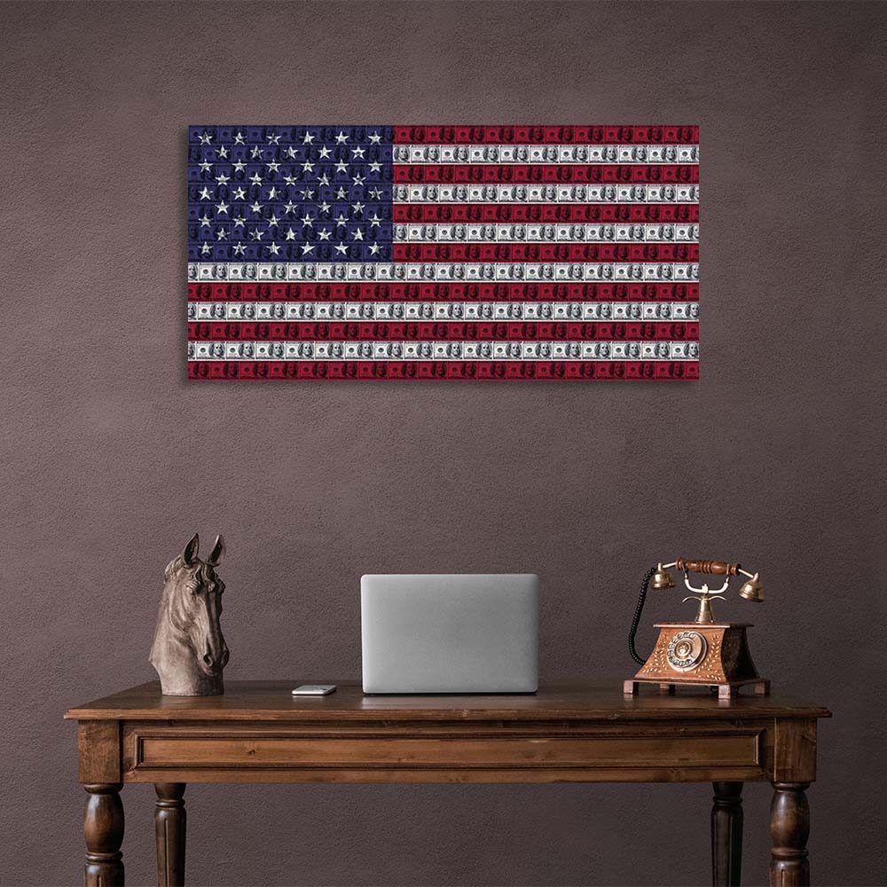 Inspirational Canvas Wall Art Print American dollar flag