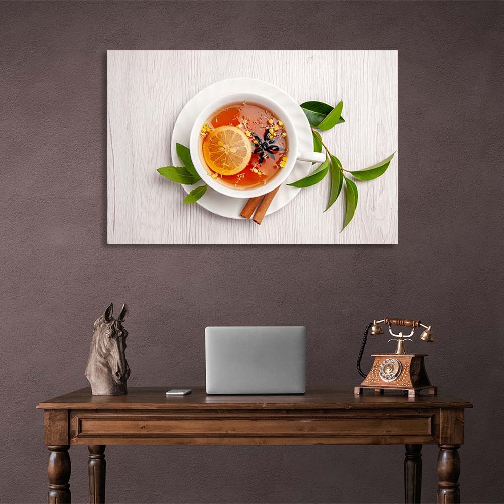 Canvas Wall Art Print For Kitchen Green tea with spices