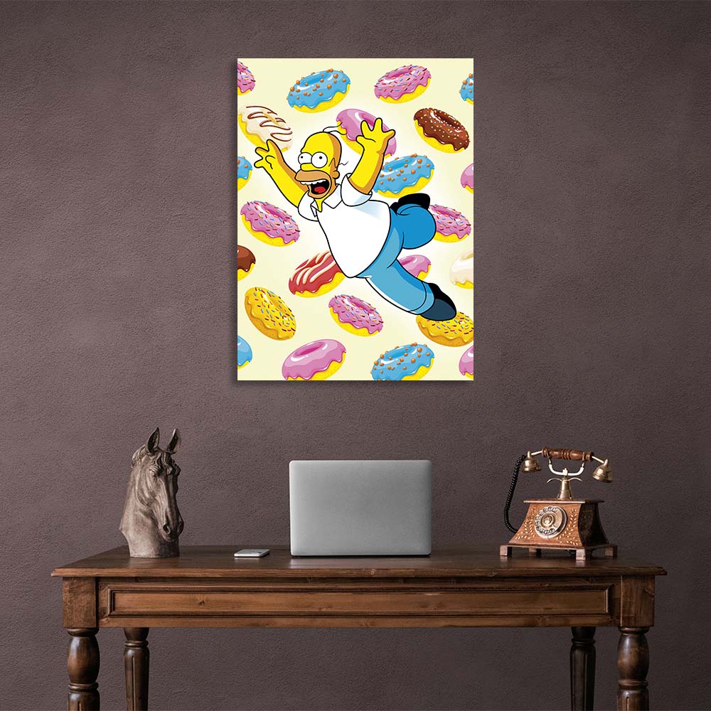 Homer Simpson in front of the donuts Canvas Wall Art Print