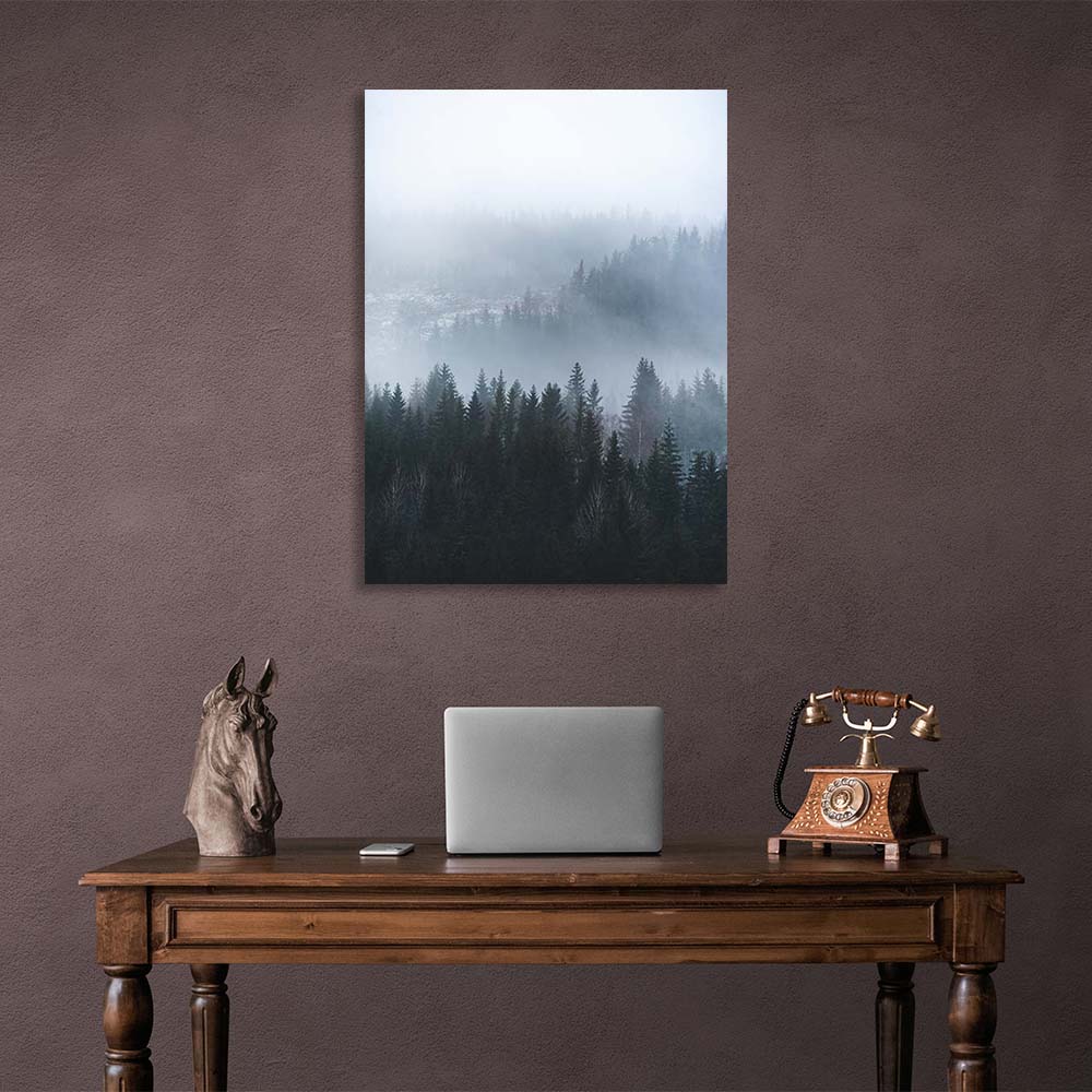 Canvas Wall Art Print Fog coming down from the mountains vertical