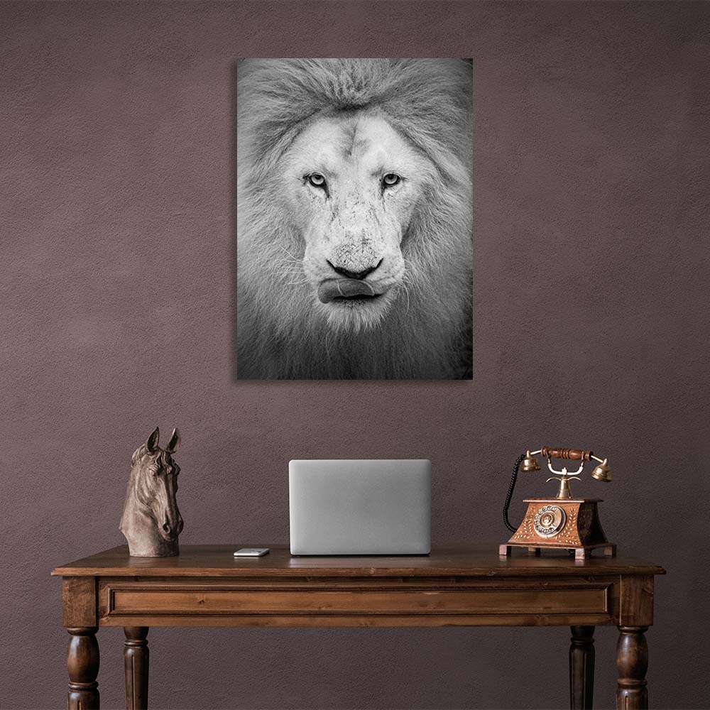 White lion Canvas Wall Art Print