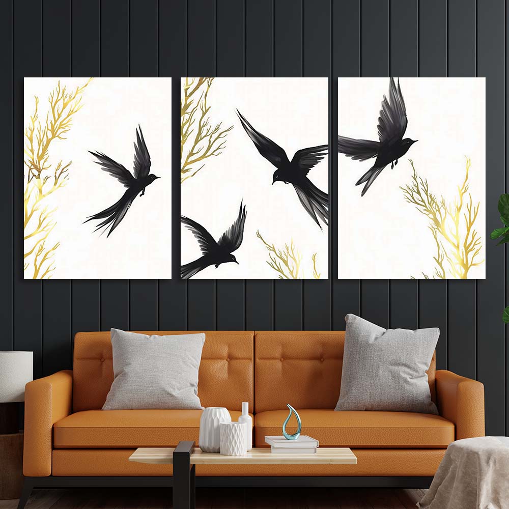 Multi Panel Canvas Wall Art Print Swallows