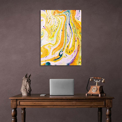 Abstraction Canvas Wall Art Print Diffusions of yellow paint on water