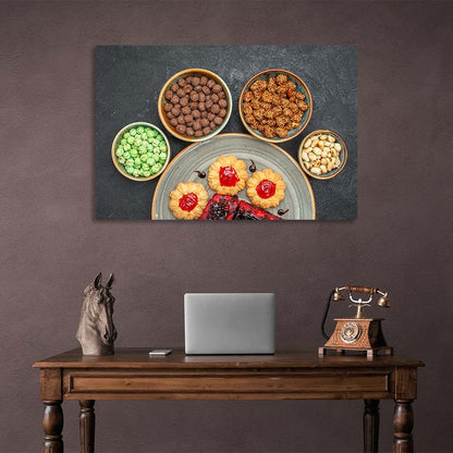 Canvas Wall Art Print For Kitchen Fruit cakes with cookies