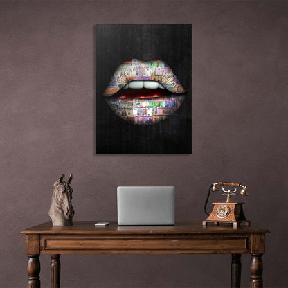 Canvas Wall Art Print Lips Money of the world