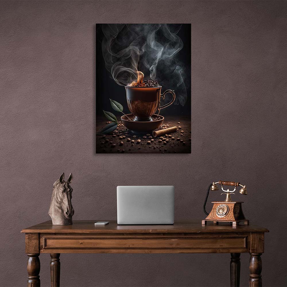 Canvas Wall Art Print For Kitchen Cup of coffee with chocolate