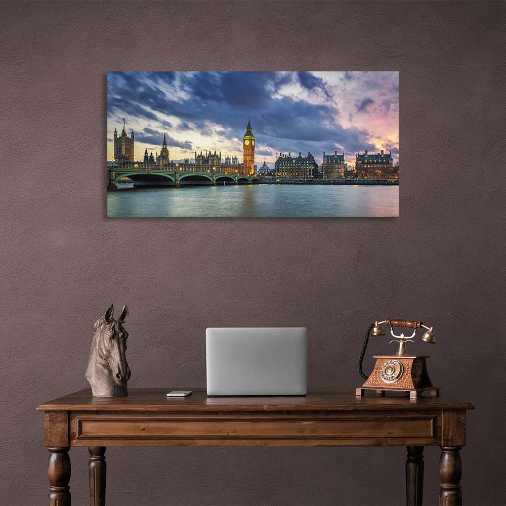 Canvas Wall Art Print Sunset over the Thames