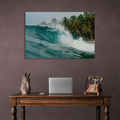 Canvas Wall Art Print Wave near a tropical island