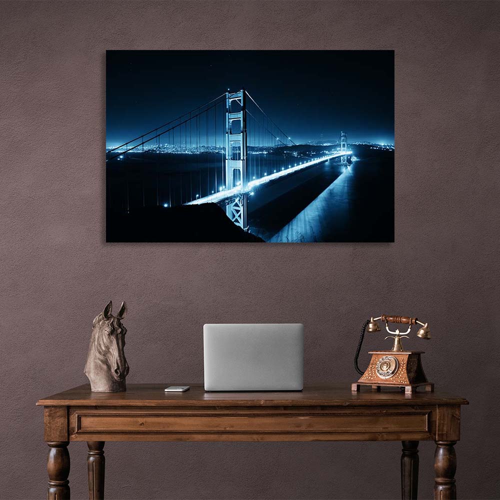 Canvas Wall Art Print Night Bridge Over San Francisco