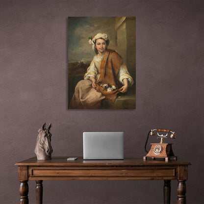 Reproduction Girl with Flowers by Bartolomé Esteban Murillo Reproduction Canvas Wall Art Print