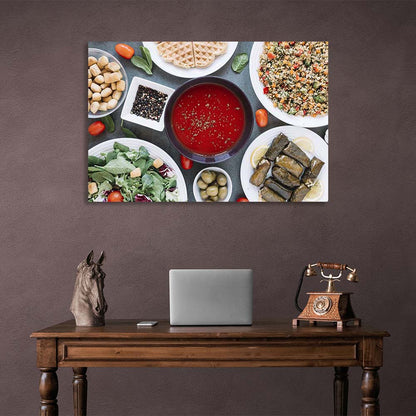 Canvas Wall Art Print For Kitchen Healthy Dinner