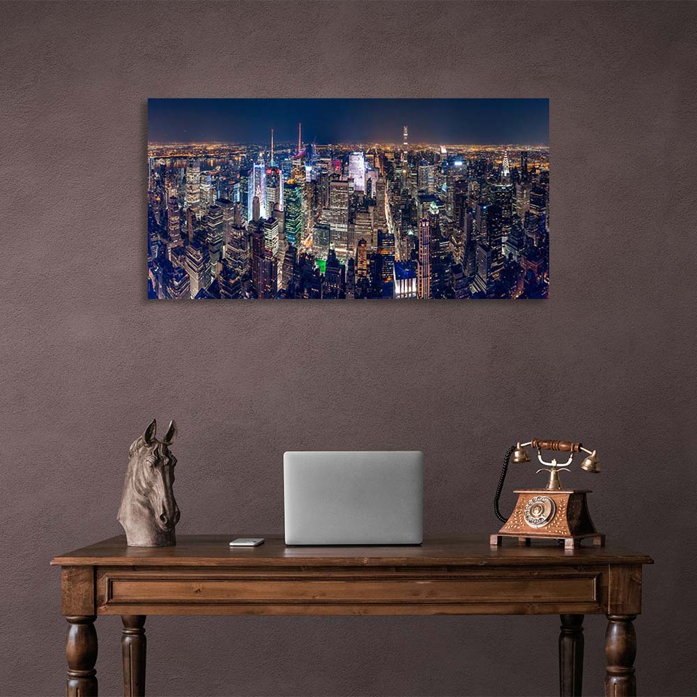 Canvas Wall Art Print View of night skyscrapers