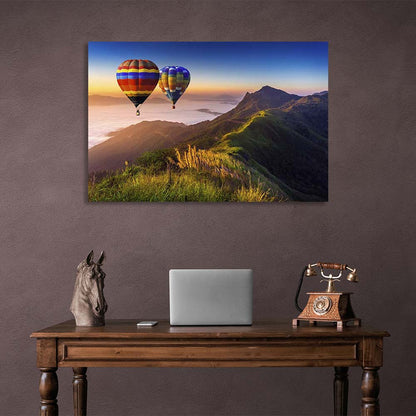 Canvas Wall Art Print 2 balloons over the mountains