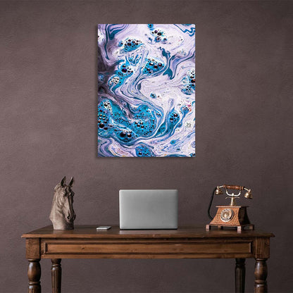 Abstraction Canvas Wall Art Print Blue splashes of oil paint on water