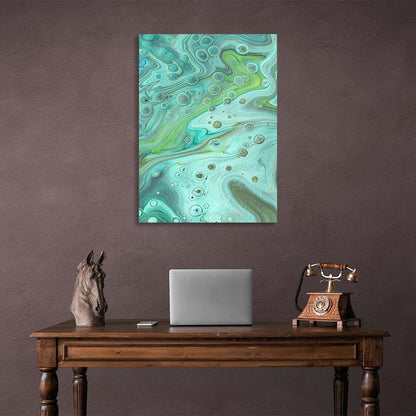 Abstraction Canvas Wall Art Print Diffusions of mint paint on water