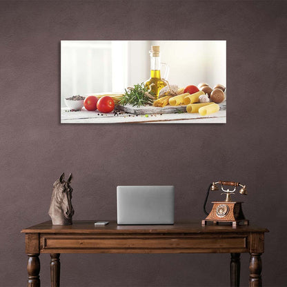 Canvas Wall Art Print For Kitchen Olive oil with spices