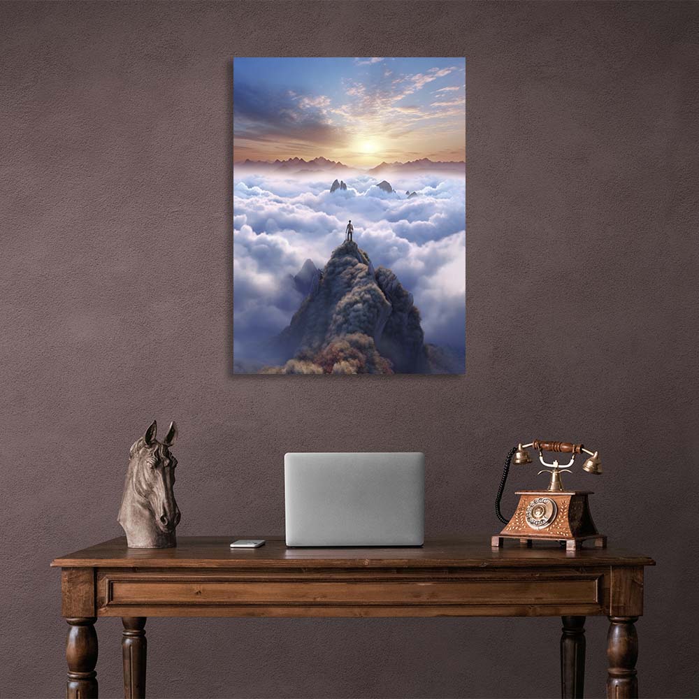 Dawn over the clouds Canvas Wall Art Print